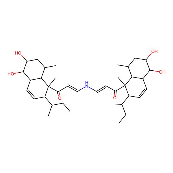 2D Structure of 1-(2-butan-2-yl-5,6-dihydroxy-1,8-dimethyl-4a,5,6,7,8,8a-hexahydro-2H-naphthalen-1-yl)-3-[[3-(2-butan-2-yl-5,6-dihydroxy-1,8-dimethyl-4a,5,6,7,8,8a-hexahydro-2H-naphthalen-1-yl)-3-oxoprop-1-enyl]amino]prop-2-en-1-one