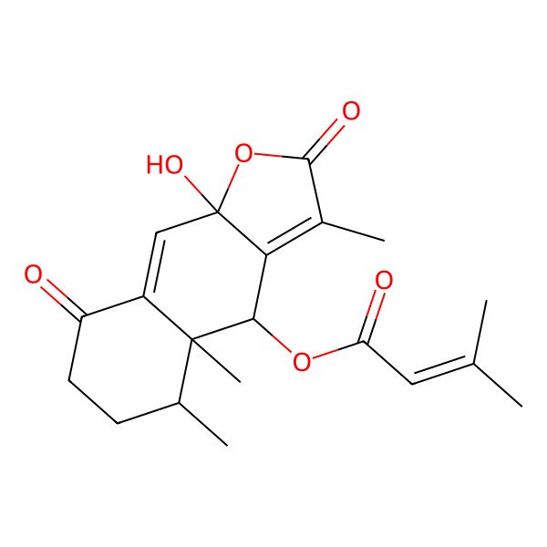 2D Structure of (9a-Hydroxy-3,4a,5-trimethyl-2,8-dioxo-4,5,6,7-tetrahydrobenzo[f][1]benzofuran-4-yl) 3-methylbut-2-enoate