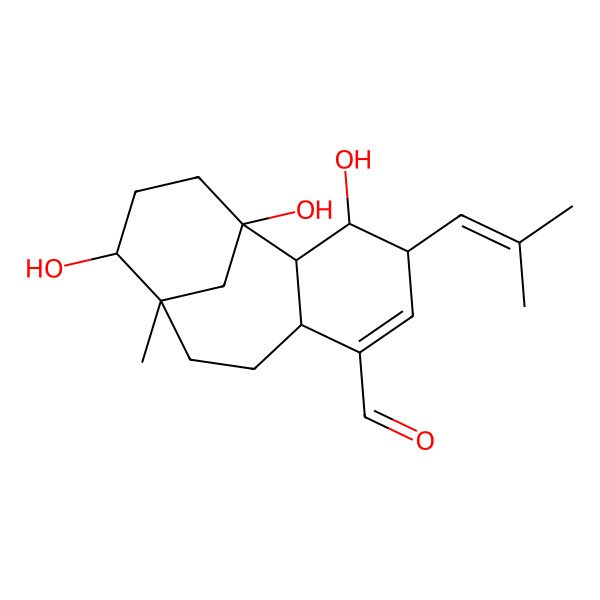 2D Structure of (1R,2S,3S,4R,7S,10S,11S)-1,3,11-trihydroxy-10-methyl-4-(2-methylprop-1-enyl)tricyclo[8.3.1.02,7]tetradec-5-ene-6-carbaldehyde