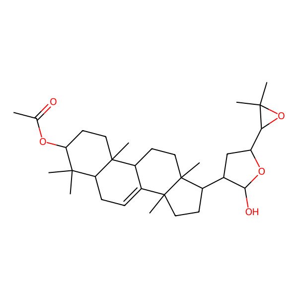 2D Structure of [(3S,5R,9R,10R,13S,14S,17S)-17-[(2S,3S,5R)-5-[(2R)-3,3-dimethyloxiran-2-yl]-2-hydroxyoxolan-3-yl]-4,4,10,13,14-pentamethyl-2,3,5,6,9,11,12,15,16,17-decahydro-1H-cyclopenta[a]phenanthren-3-yl] acetate