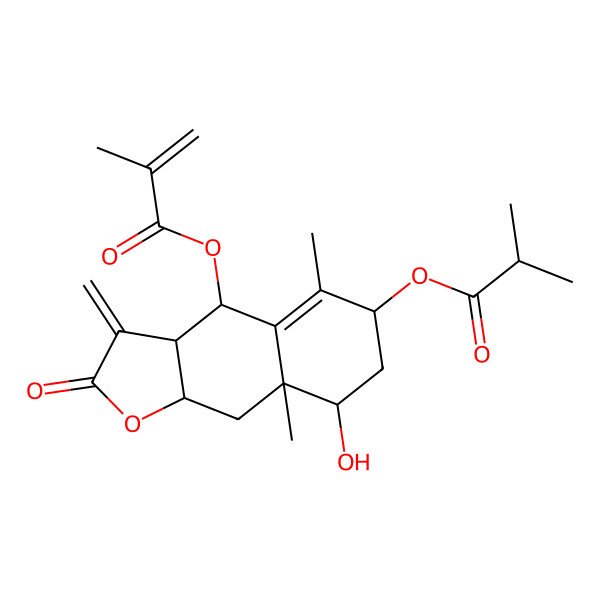 2D Structure of [8-hydroxy-5,8a-dimethyl-3-methylidene-4-(2-methylprop-2-enoyloxy)-2-oxo-4,6,7,8,9,9a-hexahydro-3aH-benzo[f][1]benzofuran-6-yl] 2-methylpropanoate