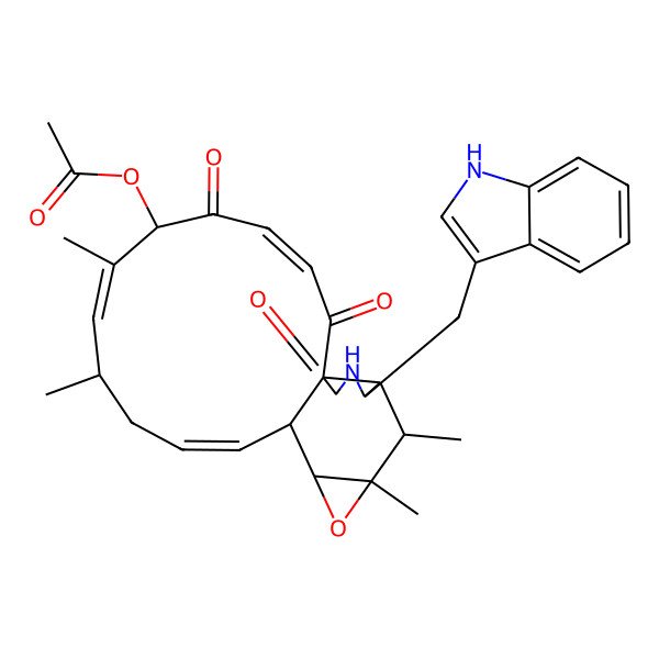 2D Structure of [(1S,3E,6R,7E,9S,11E,13R,14S,16R,17S,18R,19S)-19-(1H-indol-3-ylmethyl)-7,9,16,17-tetramethyl-2,5,21-trioxo-15-oxa-20-azatetracyclo[11.8.0.01,18.014,16]henicosa-3,7,11-trien-6-yl] acetate