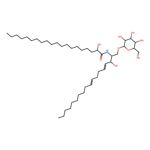 2D Structure of 2-hydroxy-N-[3-hydroxy-1-[3,4,5-trihydroxy-6-(hydroxymethyl)oxan-2-yl]oxyoctadeca-4,8-dien-2-yl]icosanamide