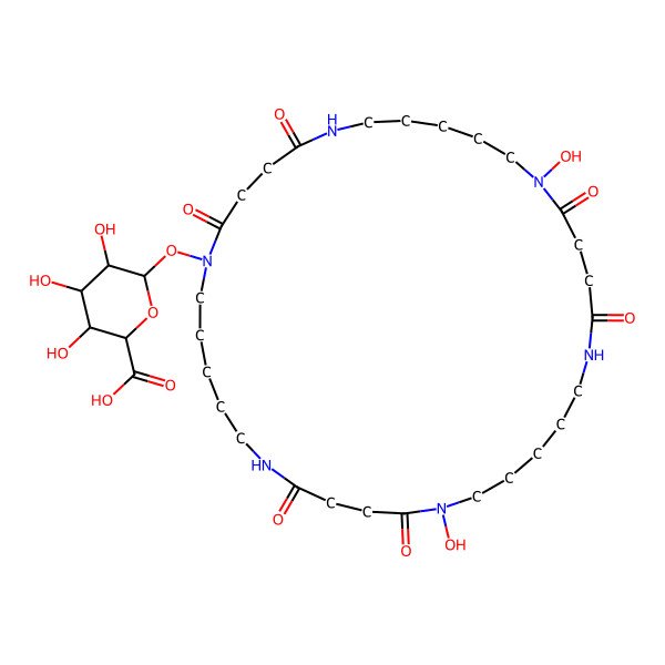 2D Structure of 6-[(12,23-Dihydroxy-2,5,13,16,24,27-hexaoxo-1,6,12,17,23,28-hexazacyclotritriacont-1-yl)oxy]-3,4,5-trihydroxyoxane-2-carboxylic acid