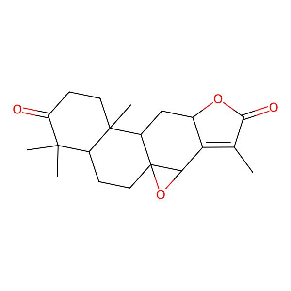 2D Structure of (1S,3R,8S,10S,11R,16S)-5,11,15,15-tetramethyl-2,7-dioxapentacyclo[8.8.0.01,3.04,8.011,16]octadec-4-ene-6,14-dione