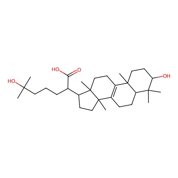 2D Structure of 6-hydroxy-2-(3-hydroxy-4,4,10,13,14-pentamethyl-2,3,5,6,7,11,12,15,16,17-decahydro-1H-cyclopenta[a]phenanthren-17-yl)-6-methylheptanoic acid