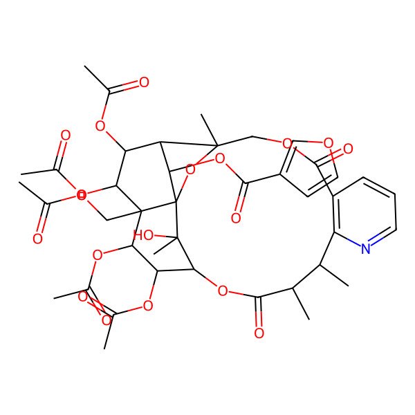 2D Structure of [(1S,3R,13S,14S,17S,18R,19R,20R,21S,22R,23R,24R)-18,19,21,22-tetraacetyloxy-20-(acetyloxymethyl)-25-hydroxy-3,13,14,25-tetramethyl-6,15-dioxo-2,5,16-trioxa-11-azapentacyclo[15.7.1.01,20.03,23.07,12]pentacosa-7(12),8,10-trien-24-yl] furan-3-carboxylate