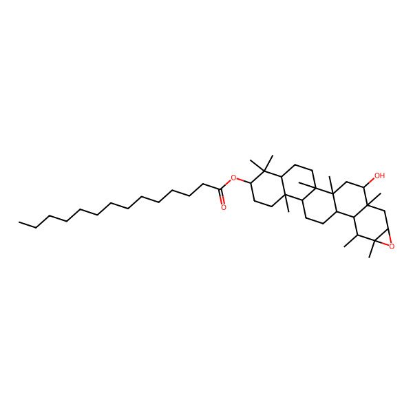 2D Structure of [(1R,2R,5R,7S,10R,11R,14R,15S,16S,17S,19R,21S,22S)-22-hydroxy-1,2,6,6,10,16,17,21-octamethyl-18-oxahexacyclo[12.9.0.02,11.05,10.015,21.017,19]tricosan-7-yl] tetradecanoate