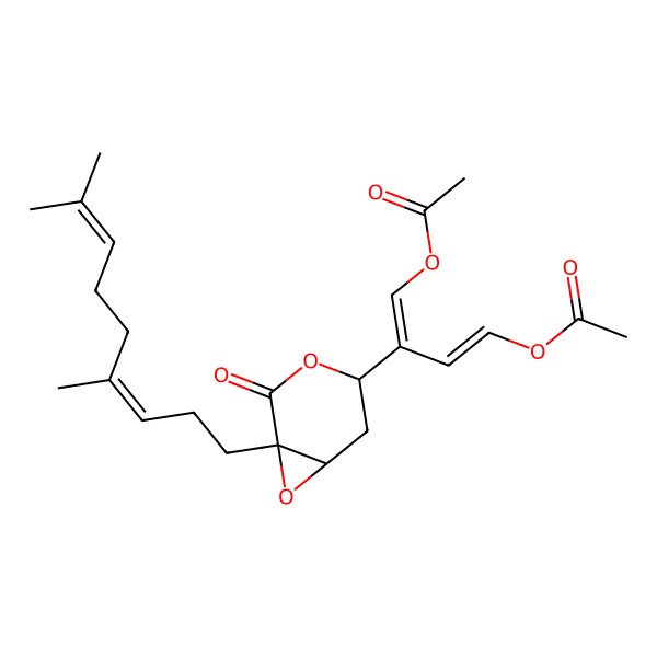 2D Structure of [4-Acetyloxy-3-[1-(4,8-dimethylnona-3,7-dienyl)-2-oxo-3,7-dioxabicyclo[4.1.0]heptan-4-yl]buta-1,3-dienyl] acetate