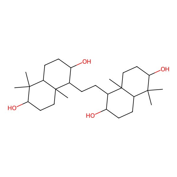 2D Structure of (1R,2S,4aR,6R,8aS)-1-[2-[(1R,2S,4aR,6S,8aS)-2,6-dihydroxy-5,5,8a-trimethyl-1,2,3,4,4a,6,7,8-octahydronaphthalen-1-yl]ethyl]-5,5,8a-trimethyl-1,2,3,4,4a,6,7,8-octahydronaphthalene-2,6-diol
