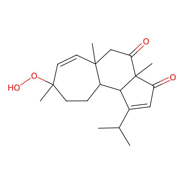 2D Structure of (3aR,5aS,8S,10aR,10bS)-8-hydroperoxy-3a,5a,8-trimethyl-1-propan-2-yl-9,10,10a,10b-tetrahydro-5H-cyclohepta[e]indene-3,4-dione