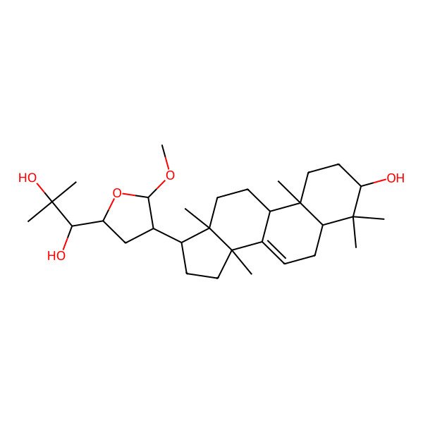 2D Structure of (1S)-1-[(2R,4S,5R)-4-[(3R,5R,9R,10R,13S,14S,17S)-3-hydroxy-4,4,10,13,14-pentamethyl-2,3,5,6,9,11,12,15,16,17-decahydro-1H-cyclopenta[a]phenanthren-17-yl]-5-methoxyoxolan-2-yl]-2-methylpropane-1,2-diol