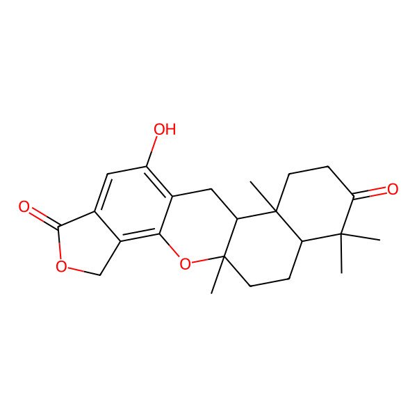 2D Structure of 10-Hydroxy-1,14,18,18-tetramethyl-2,6-dioxapentacyclo[11.8.0.03,11.04,8.014,19]henicosa-3,8,10-triene-7,17-dione