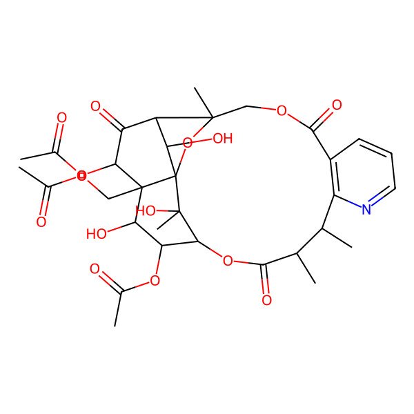 2D Structure of [(1S,3R,13S,14R,17S,18R,19R,20S,21S,23R,24R,25S)-18,21-diacetyloxy-19,24,25-trihydroxy-3,13,14,25-tetramethyl-6,15,22-trioxo-2,5,16-trioxa-11-azapentacyclo[15.7.1.01,20.03,23.07,12]pentacosa-7(12),8,10-trien-20-yl]methyl acetate