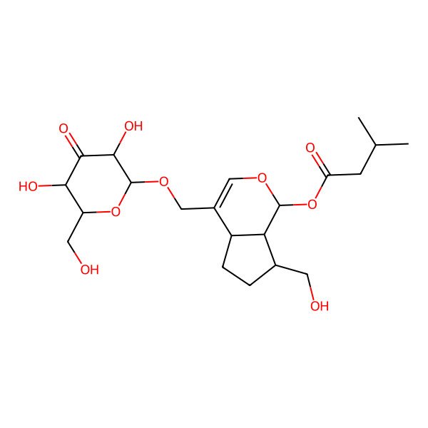 2D Structure of [(1S,4aS,7S,7aR)-4-[[(2R,3S,5S,6S)-3,5-dihydroxy-6-(hydroxymethyl)-4-oxooxan-2-yl]oxymethyl]-7-(hydroxymethyl)-1,4a,5,6,7,7a-hexahydrocyclopenta[c]pyran-1-yl] 3-methylbutanoate