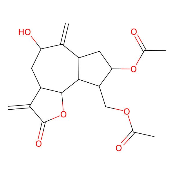 2D Structure of [(3aS,5S,6aR,8S,9R,9aR,9bR)-8-acetyloxy-5-hydroxy-3,6-dimethylidene-2-oxo-4,5,6a,7,8,9,9a,9b-octahydro-3aH-azuleno[8,7-b]furan-9-yl]methyl acetate