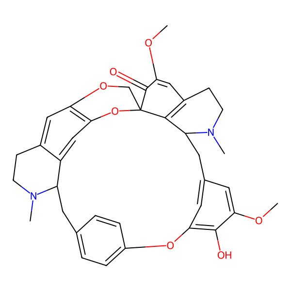 2D Structure of (3S,14S,22R)-27-hydroxy-16,26-dimethoxy-4,21-dimethyl-12,29,37-trioxa-4,21-diazaoctacyclo[28.2.2.17,11.110,14.114,18.124,28.03,8.022,36]octatriaconta-1(33),7(38),8,10,16,18(36),24(35),25,27,30(34),31-undecaen-15-one