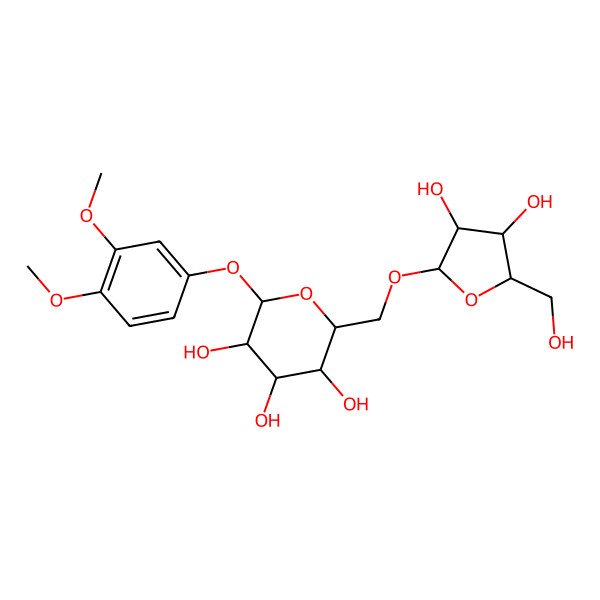 2D Structure of (2R,3R,4S,5R,6S)-2-[[(2R,3R,4R,5S)-3,4-dihydroxy-5-(hydroxymethyl)oxolan-2-yl]oxymethyl]-6-(3,4-dimethoxyphenoxy)oxane-3,4,5-triol
