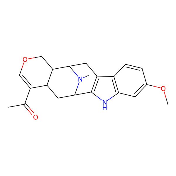 2D Structure of 1-(6-Methoxy-20-methyl-15-oxa-3,20-diazapentacyclo[10.7.1.02,10.04,9.013,18]icosa-2(10),4(9),5,7,16-pentaen-17-yl)ethanone