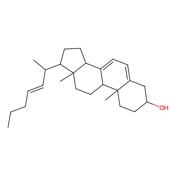 2D Structure of (3S,9S,10R,13R,14R,17R)-17-[(E,2R)-hept-3-en-2-yl]-10,13-dimethyl-2,3,4,9,11,12,14,15,16,17-decahydro-1H-cyclopenta[a]phenanthren-3-ol