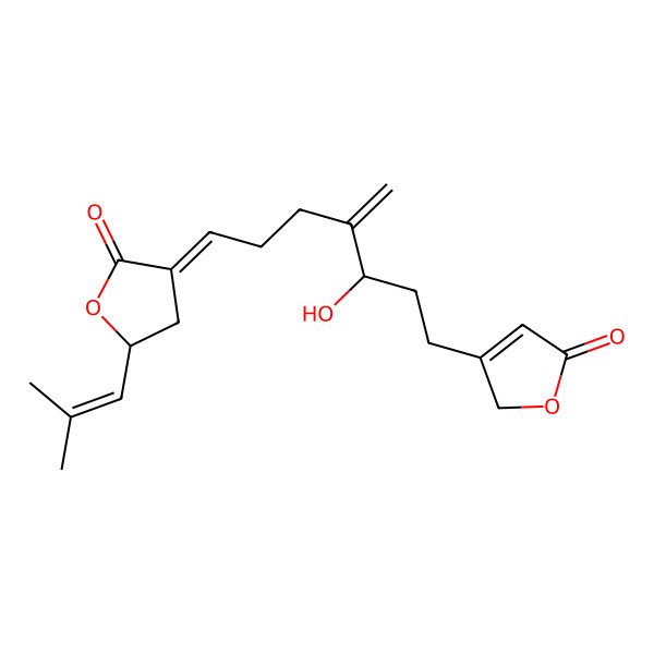 2D Structure of (3E,5S)-3-[(5R)-5-hydroxy-4-methylidene-7-(5-oxo-2H-furan-3-yl)heptylidene]-5-(2-methylprop-1-enyl)oxolan-2-one