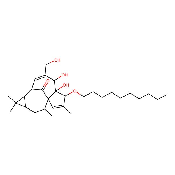 2D Structure of (1S,4S,5R,6S,9S,10R,12R,14R)-4-decoxy-5,6-dihydroxy-7-(hydroxymethyl)-3,11,11,14-tetramethyltetracyclo[7.5.1.01,5.010,12]pentadeca-2,7-dien-15-one