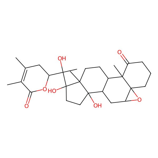 2D Structure of (1S,2R,7S,9R,11R,12R,15S,16S)-15-[(1S)-1-[(2R)-4,5-dimethyl-6-oxo-2,3-dihydropyran-2-yl]-1-hydroxyethyl]-12,15-dihydroxy-2,16-dimethyl-8-oxapentacyclo[9.7.0.02,7.07,9.012,16]octadecan-3-one