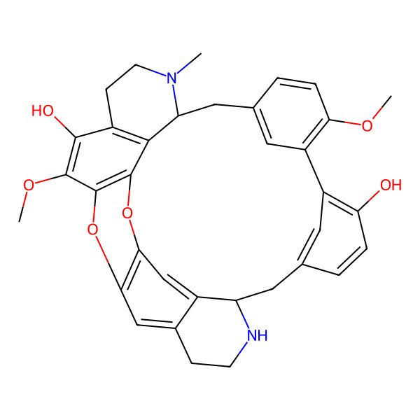2D Structure of (8R,21S)-16,27-dimethoxy-22-methyl-29,31-dioxa-7,22-diazaoctacyclo[19.9.3.14,30.110,14.115,19.03,8.025,33.028,32]hexatriaconta-1(30),2,4(34),10(36),11,13,15,17,19(35),25(33),26,28(32)-dodecaene-13,26-diol