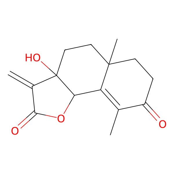 2D Structure of (3aR,5aS,9bS)-3a-hydroxy-5a,9-dimethyl-3-methylidene-5,6,7,9b-tetrahydro-4H-benzo[g][1]benzofuran-2,8-dione