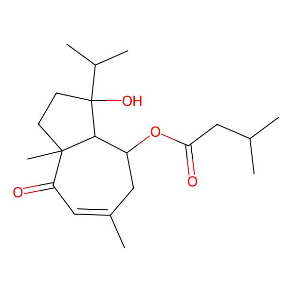 2D Structure of [(3R,3aR,4S,8aS)-3-hydroxy-6,8a-dimethyl-8-oxo-3-propan-2-yl-2,3a,4,5-tetrahydro-1H-azulen-4-yl] 3-methylbutanoate