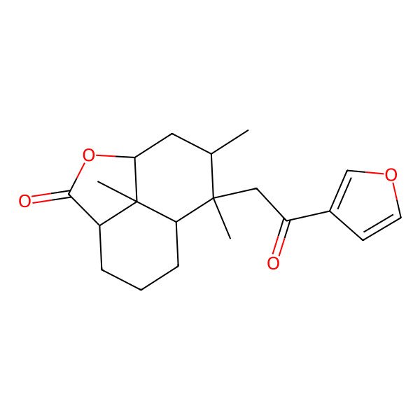 2D Structure of (1R,4S,8R,9R,10S,12R)-9-[2-(furan-3-yl)-2-oxoethyl]-9,10,12-trimethyl-2-oxatricyclo[6.3.1.04,12]dodecan-3-one