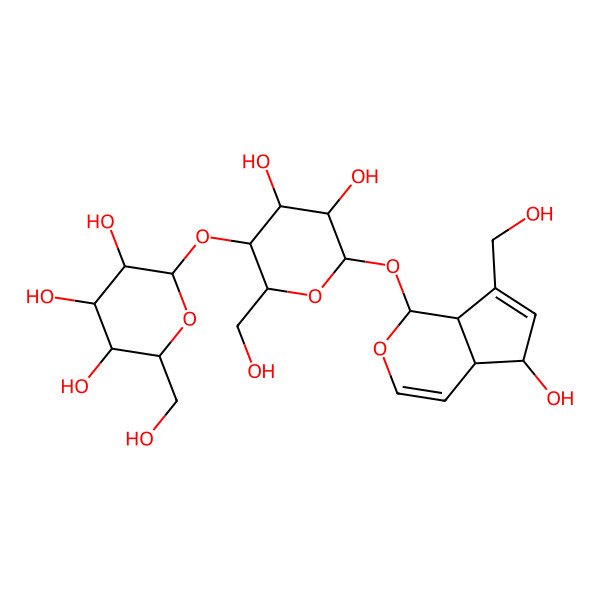 2D Structure of (2S,3R,4S,5S,6R)-2-[(2R,3S,4R,5R,6S)-6-[[(1S,4aR,5S,7aS)-5-hydroxy-7-(hydroxymethyl)-1,4a,5,7a-tetrahydrocyclopenta[c]pyran-1-yl]oxy]-4,5-dihydroxy-2-(hydroxymethyl)oxan-3-yl]oxy-6-(hydroxymethyl)oxane-3,4,5-triol