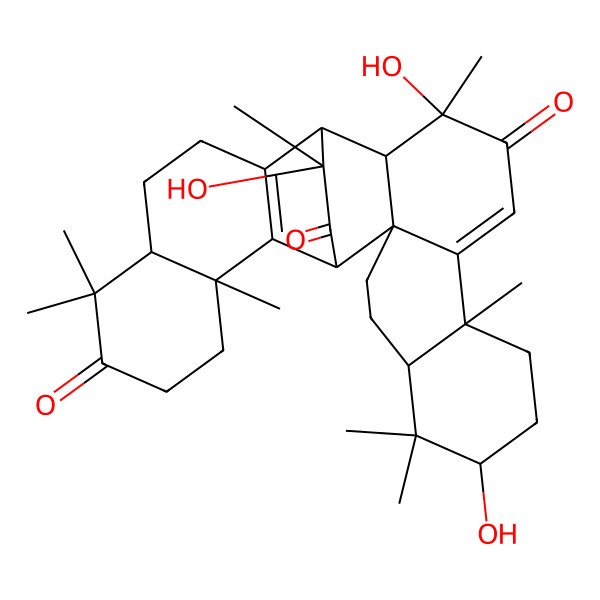 2D Structure of (1S,2R,5R,7R,10S,14R,15R,16R,20R,25S,28R)-7,14,28-trihydroxy-6,6,10,14,21,21,25,28-octamethylheptacyclo[14.10.2.02,11.02,15.05,10.017,26.020,25]octacosa-11,17(26)-diene-13,22,27-trione