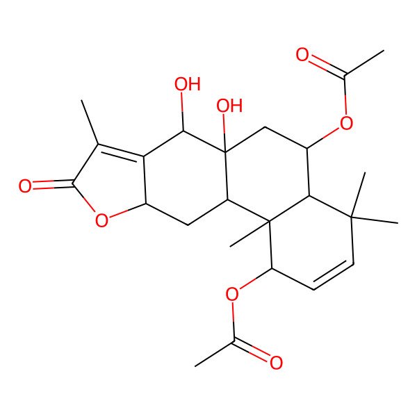 2D Structure of [(1R,4aR,5R,6aS,7S,10aR,11aS,11bR)-1-acetyloxy-6a,7-dihydroxy-4,4,8,11b-tetramethyl-9-oxo-1,4a,5,6,7,10a,11,11a-octahydronaphtho[2,1-f][1]benzofuran-5-yl] acetate