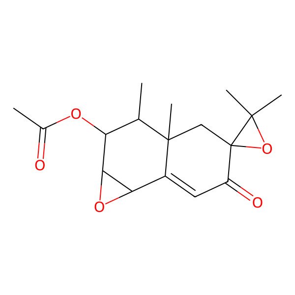 2D Structure of [(1aR,2R,3R,3aR,7bS)-3,3',3',3a-tetramethyl-6-oxospiro[2,3,4,7b-tetrahydro-1aH-naphtho[1,2-b]oxirene-5,2'-oxirane]-2-yl] acetate