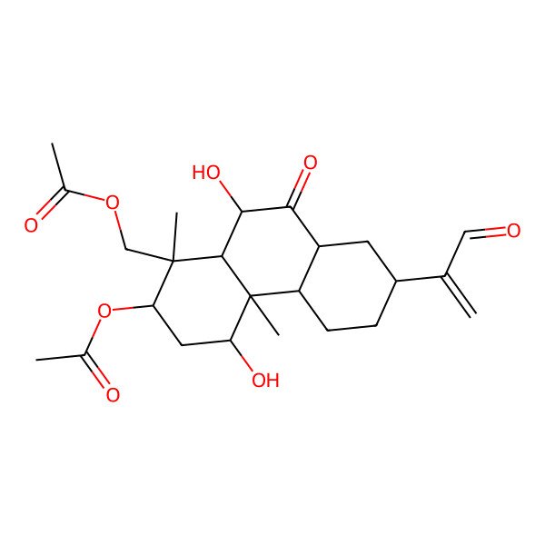 2D Structure of [2-acetyloxy-4,10-dihydroxy-1,4a-dimethyl-9-oxo-7-(3-oxoprop-1-en-2-yl)-3,4,4b,5,6,7,8,8a,10,10a-decahydro-2H-phenanthren-1-yl]methyl acetate
