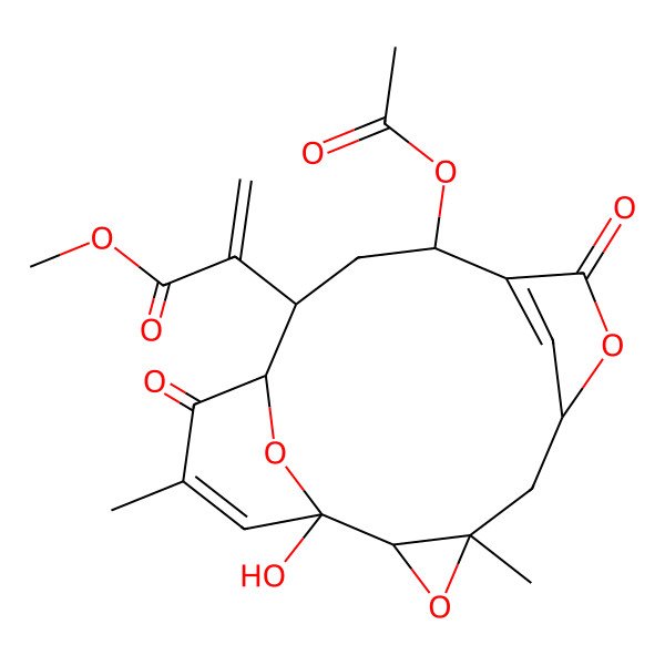 2D Structure of methyl 2-[(1S,2S,4S,6S,10R,12S,13S)-10-acetyloxy-1-hydroxy-4,15-dimethyl-8,14-dioxo-3,7,17-trioxatetracyclo[11.3.1.16,9.02,4]octadeca-9(18),15-dien-12-yl]prop-2-enoate