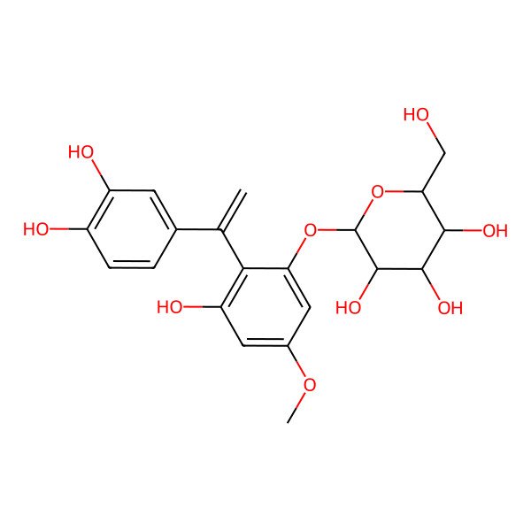 2D Structure of (2S,3R,4S,5S,6R)-2-[2-[1-(3,4-dihydroxyphenyl)ethenyl]-3-hydroxy-5-methoxyphenoxy]-6-(hydroxymethyl)oxane-3,4,5-triol