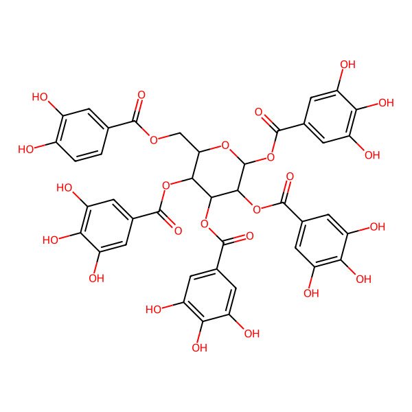 2D Structure of [(2R,3R,4S,5R,6S)-2-[(3,4-dihydroxybenzoyl)oxymethyl]-4,5,6-tris[(3,4,5-trihydroxybenzoyl)oxy]oxan-3-yl] 3,4,5-trihydroxybenzoate