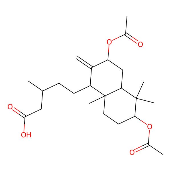 2D Structure of 5-(3,6-diacetyloxy-5,5,8a-trimethyl-2-methylidene-3,4,4a,6,7,8-hexahydro-1H-naphthalen-1-yl)-3-methylpentanoic acid