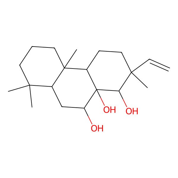 2D Structure of (1R,2R,4aR,4bS,8aS,10S,10aR)-2-ethenyl-2,4b,8,8-tetramethyl-1,3,4,4a,5,6,7,8a,9,10-decahydrophenanthrene-1,10,10a-triol