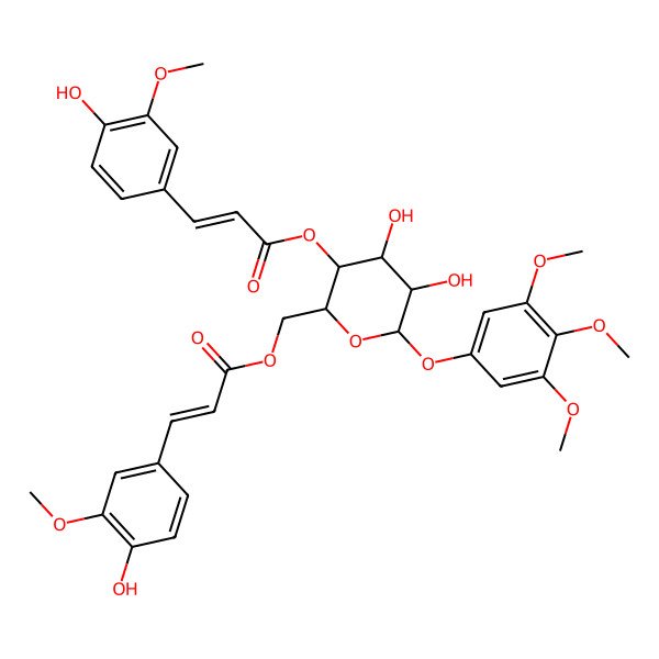 2D Structure of [4,5-Dihydroxy-3-[3-(4-hydroxy-3-methoxyphenyl)prop-2-enoyloxy]-6-(3,4,5-trimethoxyphenoxy)oxan-2-yl]methyl 3-(4-hydroxy-3-methoxyphenyl)prop-2-enoate