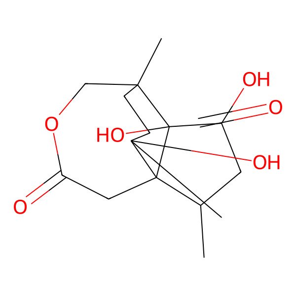 2D Structure of (1S,2S,4R,5S,6R,11S)-4,5,11-trihydroxy-2,6,11-trimethyl-8-oxatricyclo[4.4.3.01,5]tridecane-9,12-dione