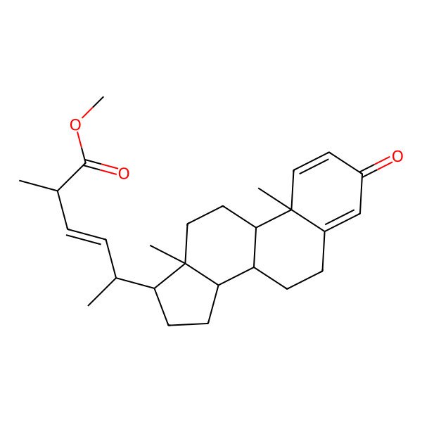 2D Structure of Methyl 5-(10,13-dimethyl-3-oxo-6,7,8,9,11,12,14,15,16,17-decahydrocyclopenta[a]phenanthren-17-yl)-2-methylhex-3-enoate