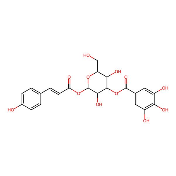 2D Structure of [3,5-Dihydroxy-2-(hydroxymethyl)-6-[3-(4-hydroxyphenyl)prop-2-enoyloxy]oxan-4-yl] 3,4,5-trihydroxybenzoate