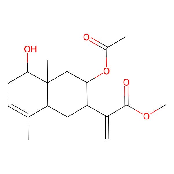 2D Structure of methyl 2-[(2R,3R,4aR,5R,8aS)-3-acetyloxy-5-hydroxy-4a,8-dimethyl-2,3,4,5,6,8a-hexahydro-1H-naphthalen-2-yl]prop-2-enoate