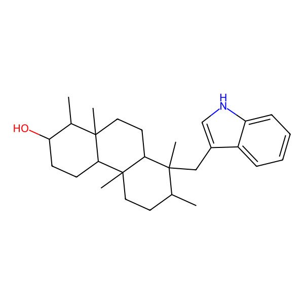 2D Structure of 8-(1H-indol-3-ylmethyl)-1,4b,7,8,10a-pentamethyl-2,3,4,4a,5,6,7,8a,9,10-decahydro-1H-phenanthren-2-ol
