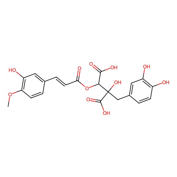 2D Structure of 2-[(3,4-Dihydroxyphenyl)methyl]-2-hydroxy-3-[3-(3-hydroxy-4-methoxyphenyl)prop-2-enoyloxy]butanedioic acid