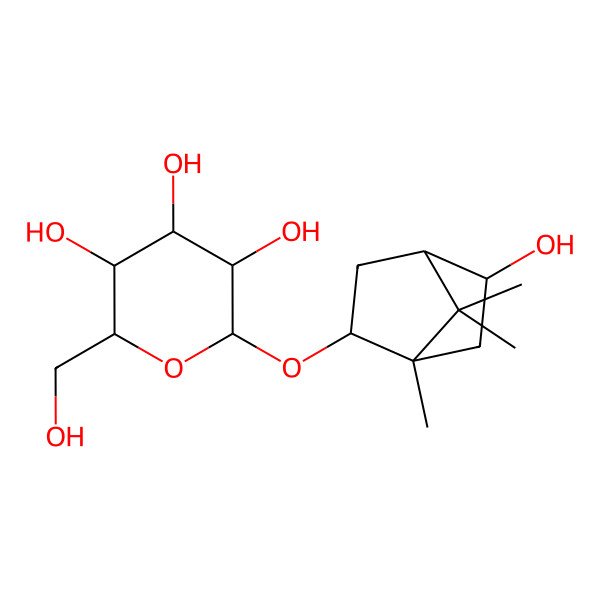 2D Structure of (2R,3S,4S,5R,6R)-2-(hydroxymethyl)-6-[[(1S,2R,4S,5S)-5-hydroxy-1,7,7-trimethyl-2-bicyclo[2.2.1]heptanyl]oxy]oxane-3,4,5-triol