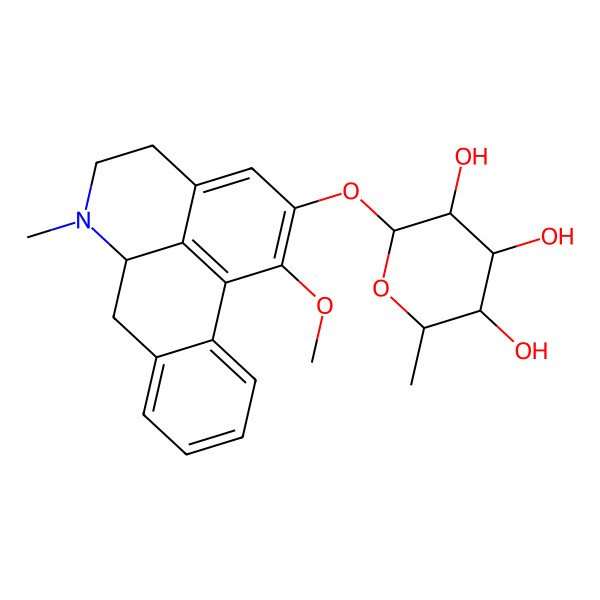 2D Structure of 2-[(1-methoxy-6-methyl-5,6,6a,7-tetrahydro-4H-dibenzo[de,g]quinolin-2-yl)oxy]-6-methyloxane-3,4,5-triol